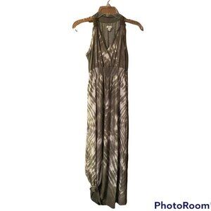 JohnPaulRichard Womens Olive Maxi Dress Tie-Dye Beaded Size Small